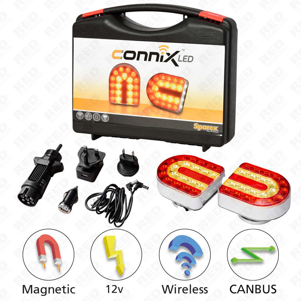 Connix Wireless Magnetic Towing / Trailer Light Set 12v - RED